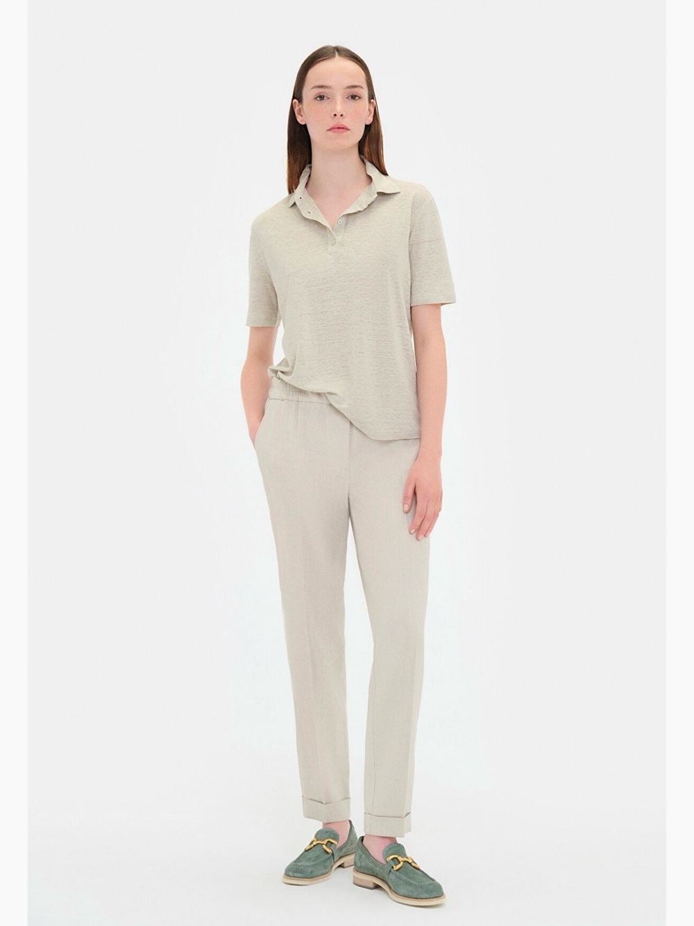Vakko by Lorena Antoniazzi beige skinny trousers